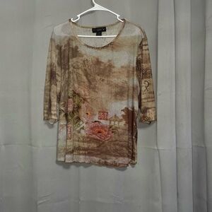 Venezia Brown Floral Women's Blouse